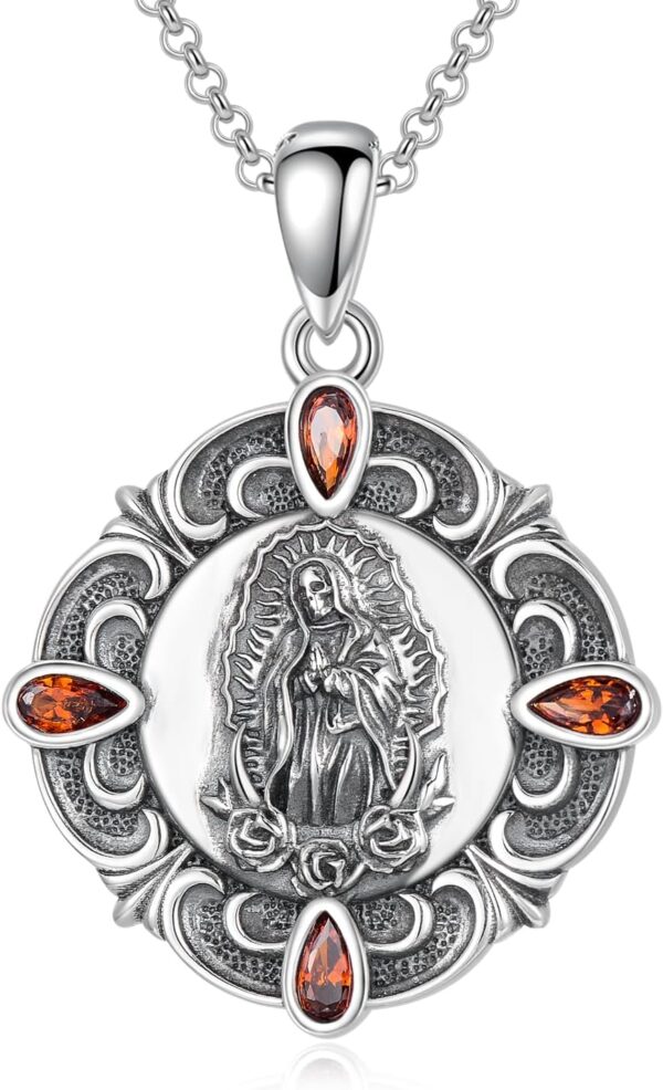 Santa Muerte Necklace 925 Saint Dead Pendant Religious Amulet Jewelry for Women Men Valentine's Day Christmas Birthday Gift