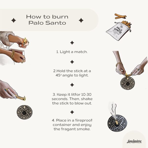 Luna Sundara Palo Santo Sticks from Peru Sustainably Wild Harvested Quality Hand Picked 100 Grams Authentic Smudge Sticks Includes a Reusable Drawstring Bag. - Image 2