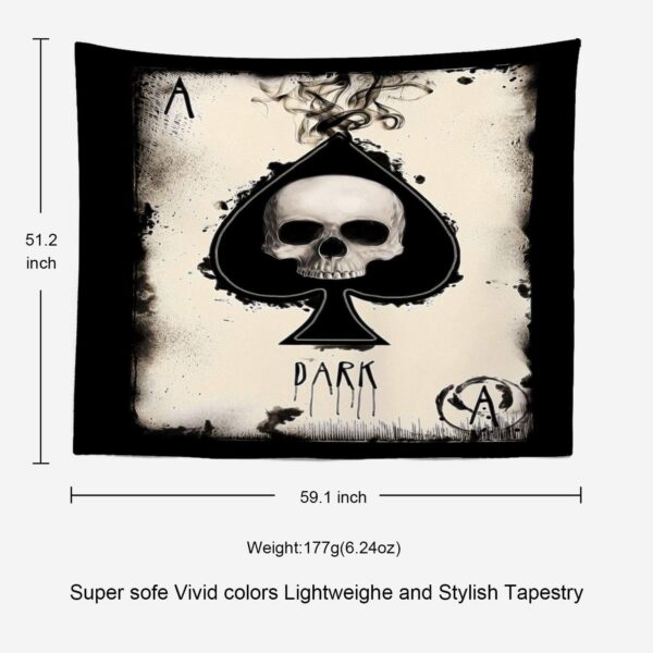 Batmerry Skull Tapestry, Santa Muerte Tarot Picnic Mat Hippie Trippy Tapestry Wall Art Meditation Decor for Bedroom Living Room Dorm, 51.2 x 59.1 Inches, Fashion Retro - Image 6