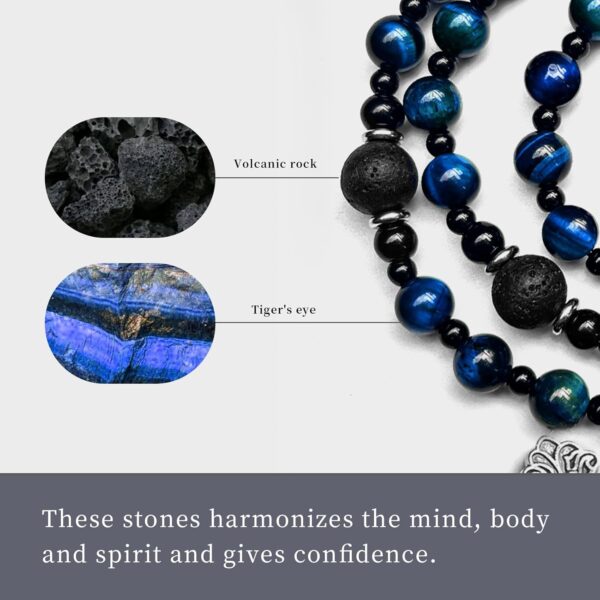 rosary beads catholic for men,Rosary Necklace for men with medal & cross,Handmade Blue Tiger Eye Beads Our Lady of Grace Rosary Cross Necklace Catholic Gifts - Image 4