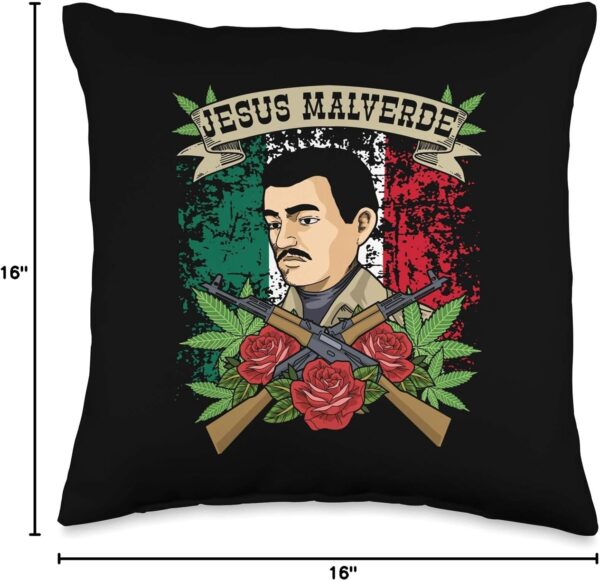 Mexican Hero Mexico Jesus Malverde Throw Pillow - Image 4