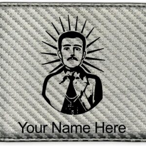 LaserGram Faux Leather Bi-Fold Wallet, Malverde, Personalized Engraving Included (Carbon Fiber Silver)