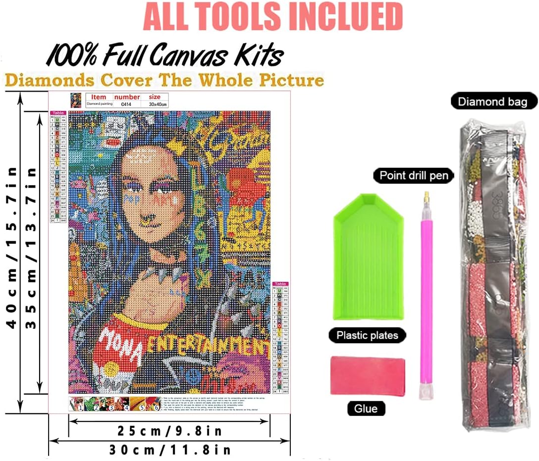 5D DIY Diamond Painting Girl, Diamond Art Painting Sugar Skull by Number Kits for Adults and Kids, Abstract Girls Arts Painted with Round Full Drill for Gift Wall Decor(30X40cm/12x16in,Girl-3) - Image 5