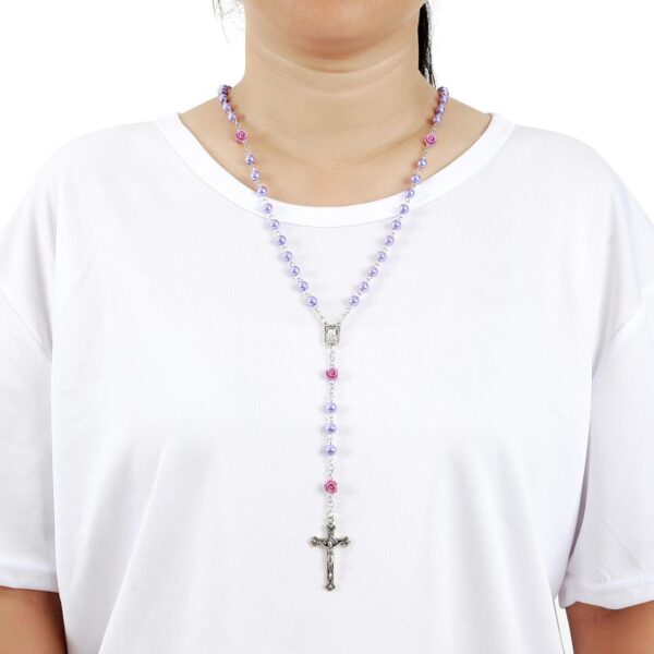 Rosary Beads Catholic for Women Rosaries Catholic Bulk Pearl Necklace with Jesus Christ Crucifix Cross First Communion Confirmation Gifts White, Pink, Black, Red, Purple, Royal Blue - Image 8