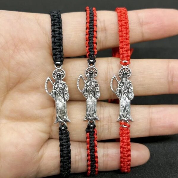 New 2025 Arrival Mexican Red Black Rope Braided Santa Muerte Bracelets For Men Women Gifts With For You Accessories Trendy Creative Gift - Image 3