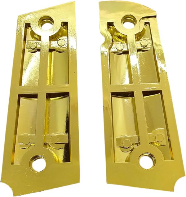1911 Full-Size Metal Grips with Ambi Safety Cut - Santa Muerte Gold and Silver Design, Intricate Patterns, Fits 1911 Government/Commander Models - Image 8