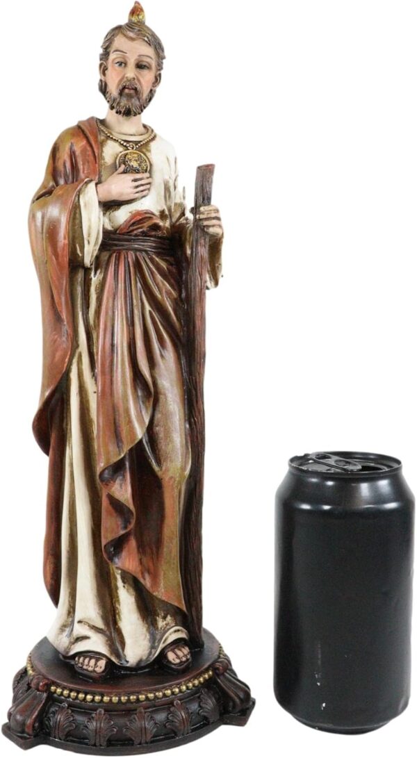 Ebros Gift Apostle Saint Jude Thaddeus with Holy Spirit Fire Wearing Brown Robe Figurine Brother of Jesus Christ Catholic Religious Decorative Sculpture - Image 2