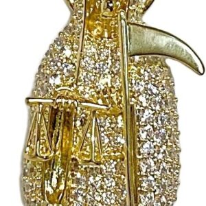 Bling Cartel Big La Santa Muerte Hip Hop Pendant Iced Charm Flooded Out 14K Gold Finish Large 3.5inches Inch