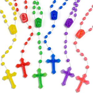 SHAOQINLIN 36 Pcs Plastic Rosary, 17 Inch Bulk Rosaries Prayer Plastic Rosary Beads Assorted Catholic Cross Rosaries Easter Gift Religious Cross 6 Colors