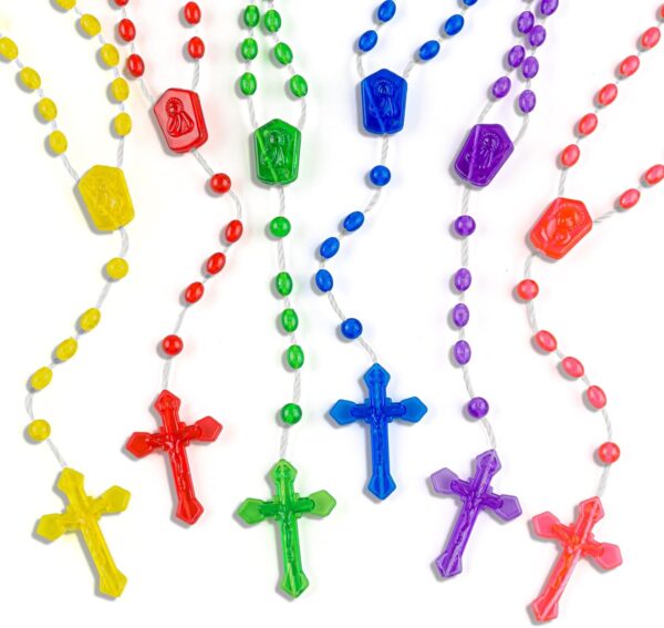 SHAOQINLIN 36 Pcs Plastic Rosary, 17 Inch Bulk Rosaries Prayer Plastic Rosary Beads Assorted Catholic Cross Rosaries Easter Gift Religious Cross 6 Colors