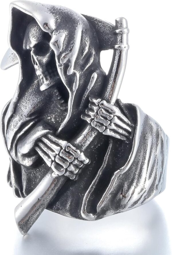 Death Skull Ring for Men Stainless Steel Jewelry Biker Rings Scary Death Ring Skull for Gifts - Image 2