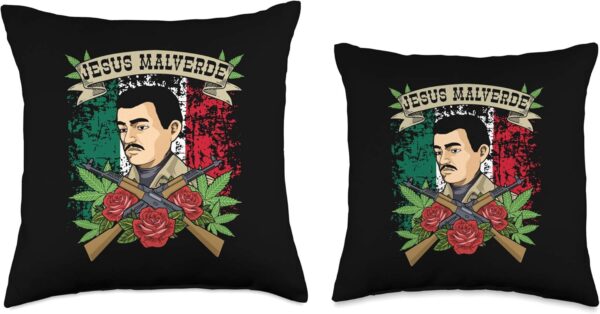 Mexican Hero Mexico Jesus Malverde Throw Pillow - Image 3