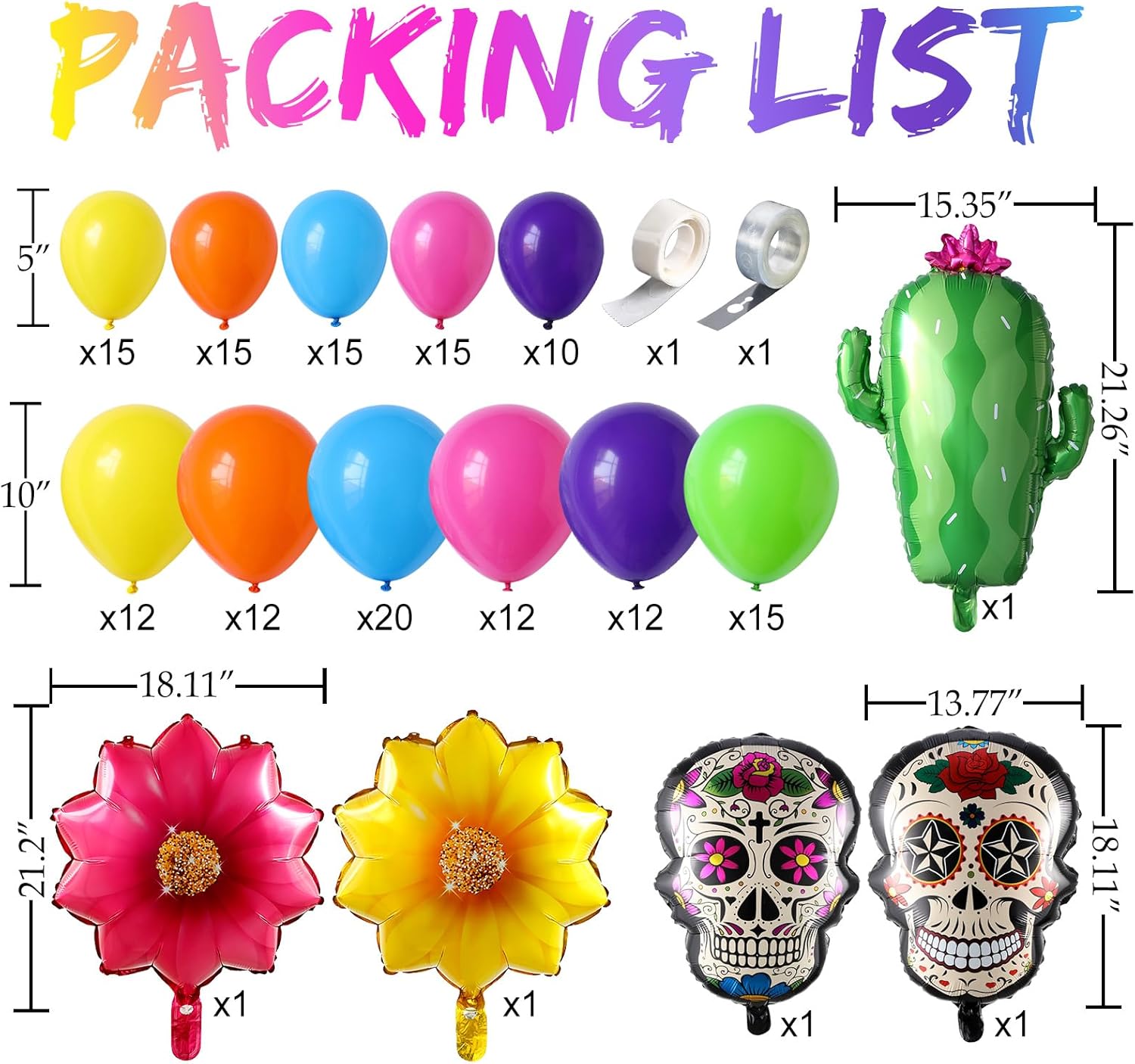Dia de Muertos Balloon Arch Kit,160PCS Mixed Colorful Day of the Dead Balloon Garland with Cactus Flowers Sugar Skull Foil Balloons for Halloween 5 de Mayo Mexican Fiesta Party Altar Decorations - Image 2