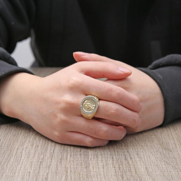 HZMAN Grim Reaper Ring for Men Women Retro Gothic 14K Gold Plated Santa Muerte Rings Wide Open Ring Jewelry Gift - Image 3