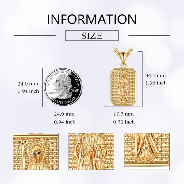 Santa Muerte Necklace Sterling Silver Holy Death Grim Reaper Pendant Jewelry for Men Women - Image 3