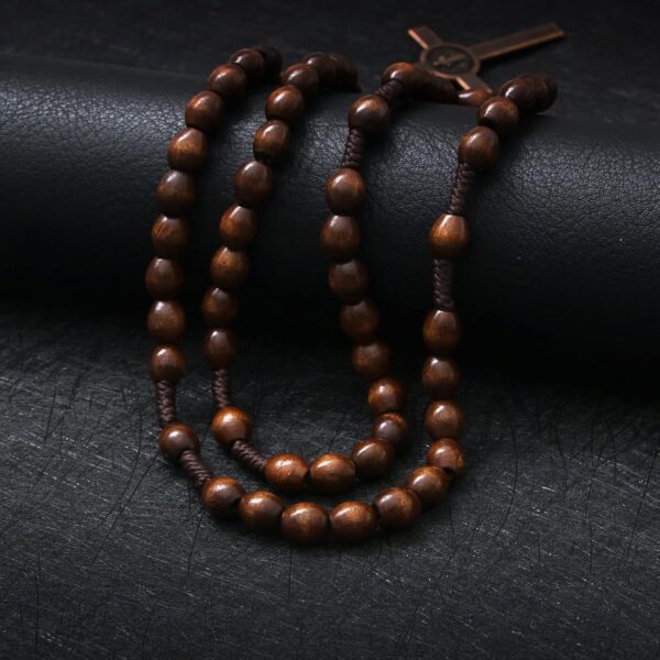 KOMI Handmade Wooden Catholic Rosaries, Rosary Beads Necklace From Bethlehem Wood Christian Prayer Holy Soil Medal & Metal Cross For Catholic Or Christian Gift - Image 4