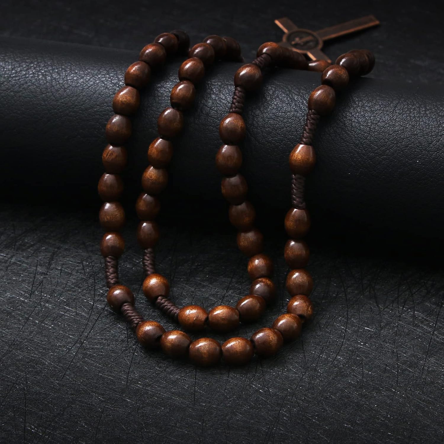 KOMI Handmade Wooden Catholic Rosaries, Rosary Beads Necklace From Bethlehem Wood Christian Prayer Holy Soil Medal & Metal Cross For Catholic Or Christian Gift - Image 4