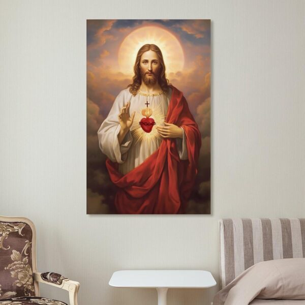 FireDeer Christian Canvas Wall Art God Jesus Poster Catholic Christian Lord Painting Religious Bible Picture Church Decor Bedroom Decoration (16x24inch-Unframe,01-Sacred Heart) - Image 7