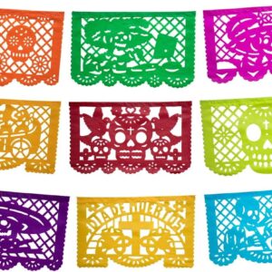 Altar de Ofrendas Dia de los Muertos Mexican Papel Picado Tissue Paper Banner. Colorful Day of the Dead Decorations Medium Size Panels