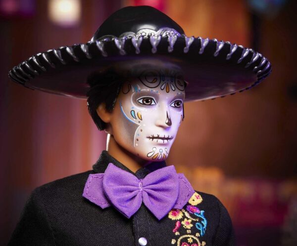 Barbie 2021 Dia De Muertos Ken Doll (12-in) Wearing Embroidered Shirt, Serape & Sombrero, with Calavera Face Paint, Gift for Collectors - Image 5