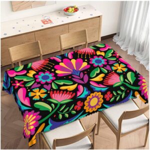 Mexican Table Covers Mexican Day of The Dead Floral Heavy Weight Tablecloth Picnic Table Cloth for Kitchen Dinning Tabletop Outdoor BBQ Buffet Rectangle 52x70 Inch
