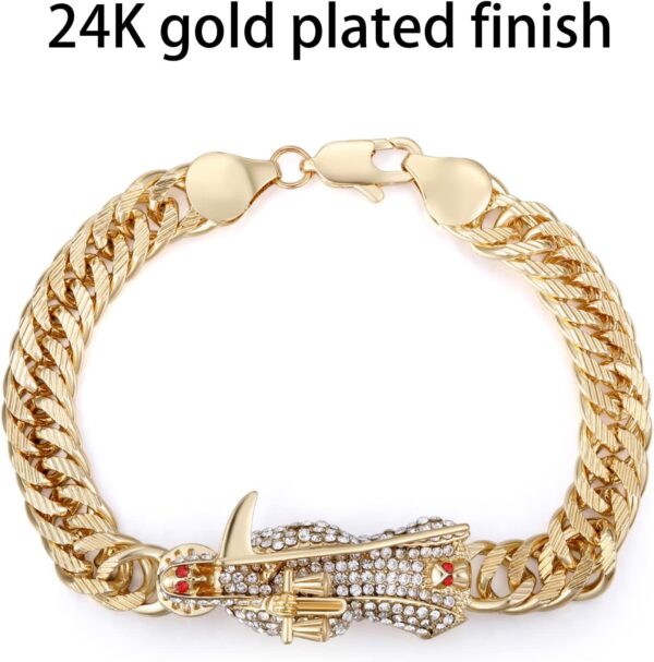 Santa Muerte Bracelet Diamond 24K Gold Plated Santa Muerte Pendant Jewelry With Sickle Holiday Gift (Gold) - Image 4