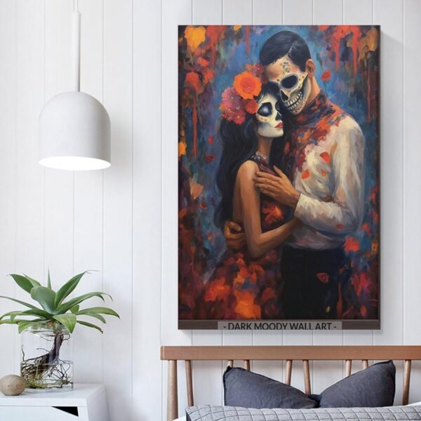 Iisrar Dia De Los Muertos Art Print, Skeleton Couple Poster, Mexican Folk Art Painting, Printable Wall Art Canvas Wall Art Print Poster For Home School Office Decor Unframe 20x30inch(50x75cm) - Image 5