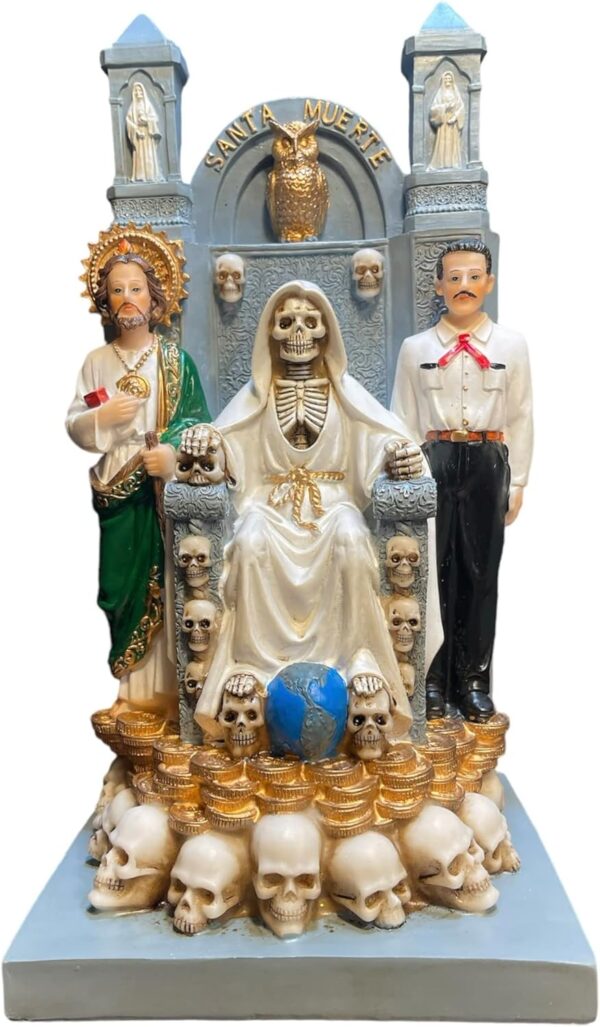 Santa Muerte San Judas Jesus Malverde Statue 12"