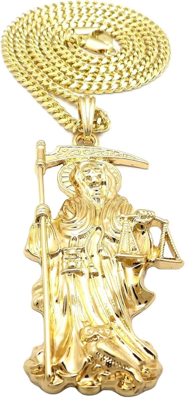 Santa Muerte Our Lady of Holy Death Pendant 24 inches Various Chain Necklace - Image 3