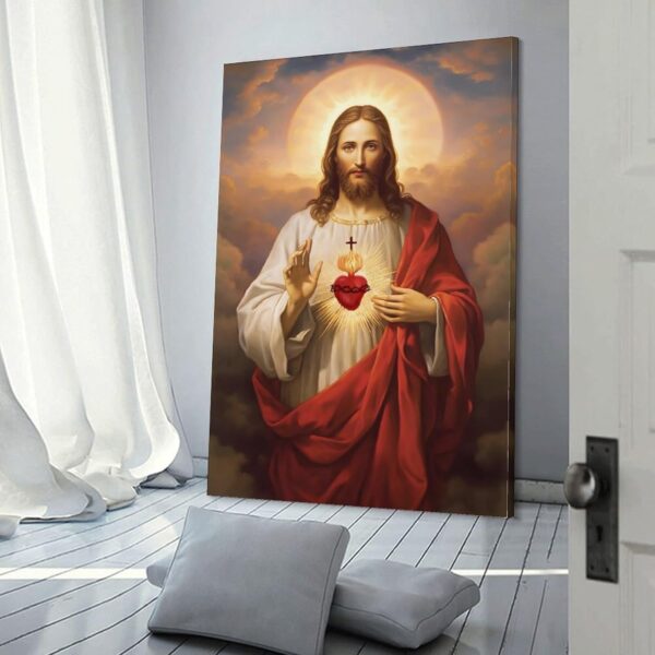 FireDeer Christian Canvas Wall Art God Jesus Poster Catholic Christian Lord Painting Religious Bible Picture Church Decor Bedroom Decoration (16x24inch-Unframe,01-Sacred Heart) - Image 9