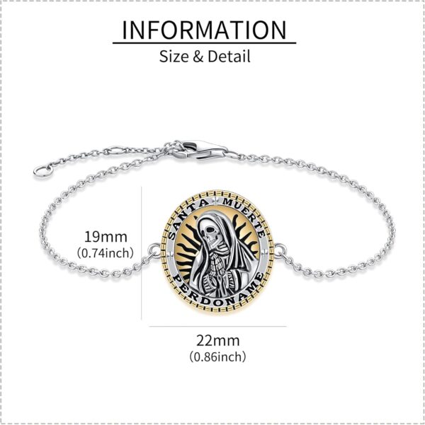 YAFEINI Santa Muerte Bracelet 925 Sterling Silver Death Charm Jewelry For Women - Image 5