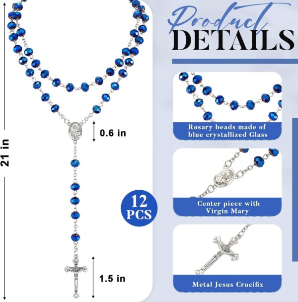 ROCEEI 12 Pcs Catholic Rosary Beads Necklace with Jesus Crucifix Catholic Rosary Prayer Gifts with White Organza Bags - Image 2