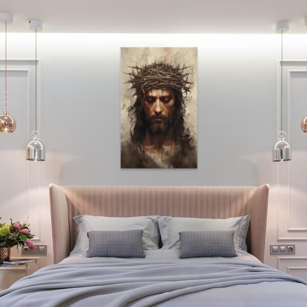 DuduYH Jesus Poster Persecution Crown of Thorns Canvas Wall Art Christ God Picture Religious Catholic Painting Artwork Church House Room Decor (07-jesus image,16x24inch-Unframe) - Image 9