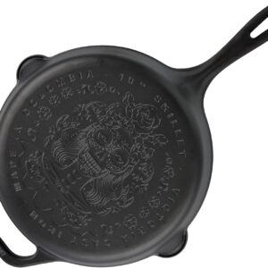 Victoria 10-Inch Day of the Dead La Catrina Cast Iron Skillet, Dia de los Muertos Seasoned Cast Iron Frying Pan with Long Handle, Made in Colombia