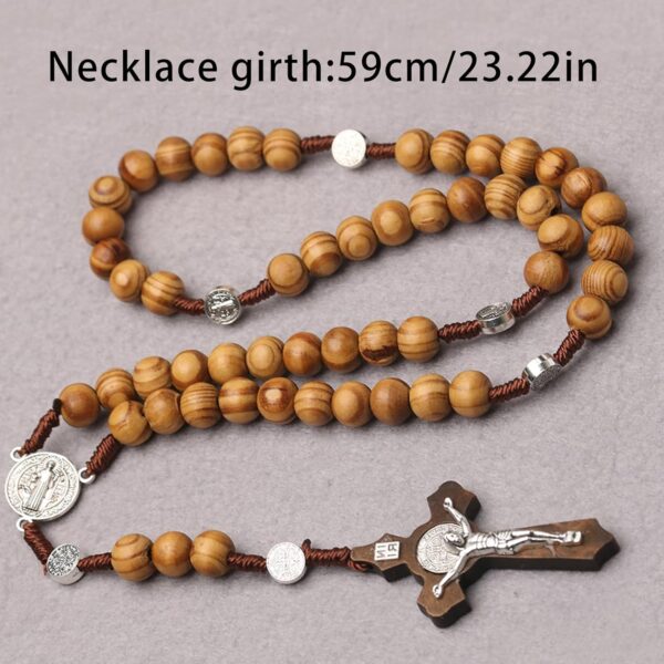 2 Pack Catholic Rosaries Handmade Wooden, Rosary Beads Necklace From Christian Prayer Holy Soil Medal & Metal Cross For Catholic Gift, brown, gray - Image 2