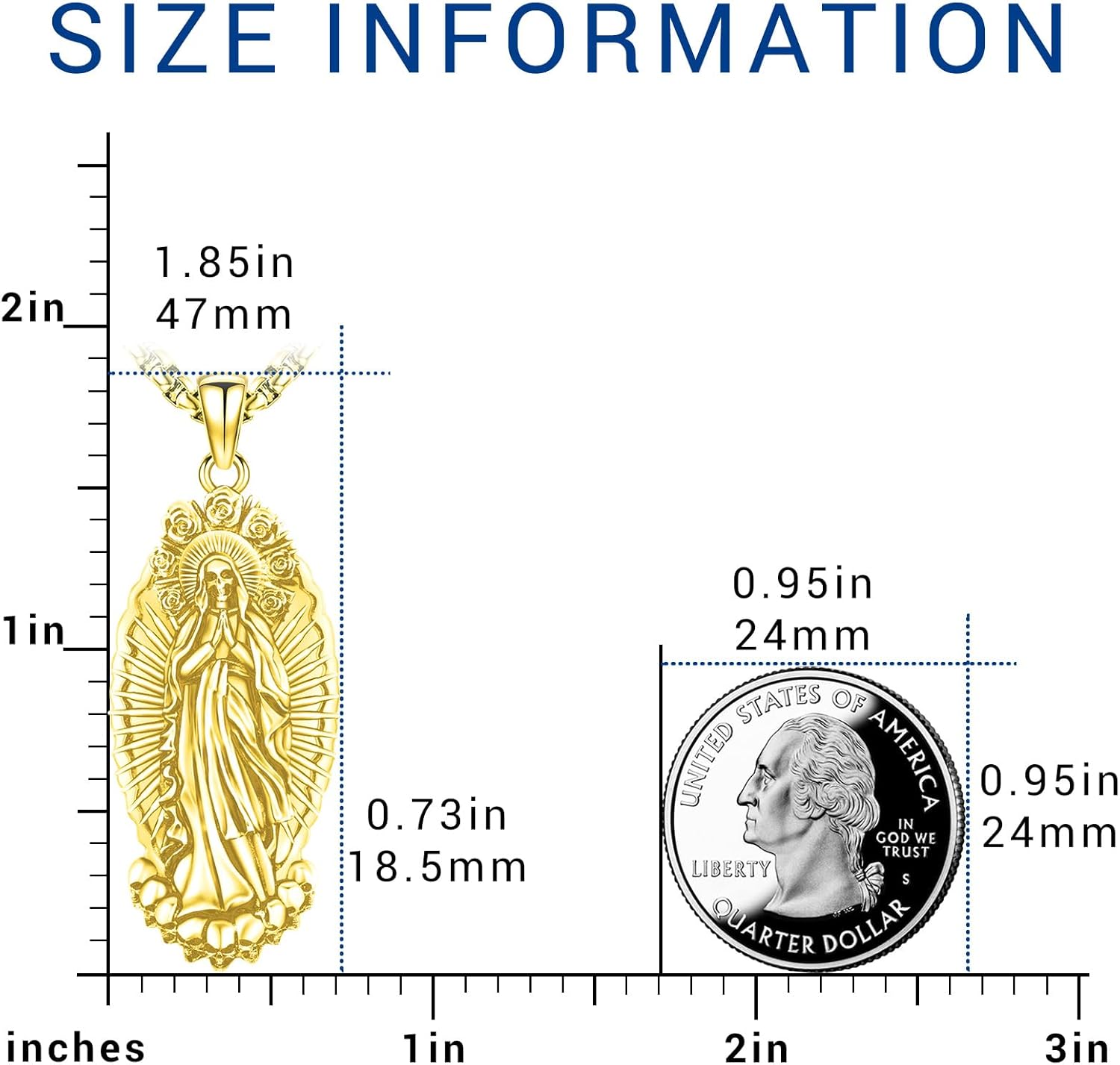 Eusense La Santa Muerte Necklace for Men Women Sterling Silver 925 Gold 14K Skull Necklaces Pendant Grim Reaper Jewelry - Image 2
