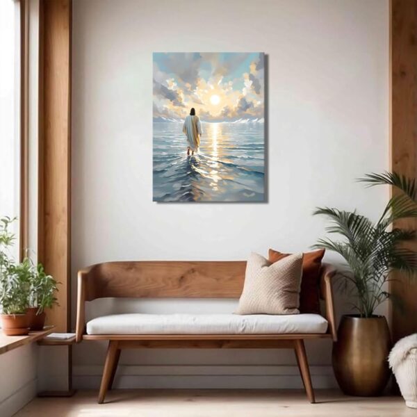Jesus Walking On Water Canvas Wall Art Christian God Wall Decor Picture Religious Spirit Faith Poster Print for Living room Bedroom Church Decoration, 12x16in - Image 8