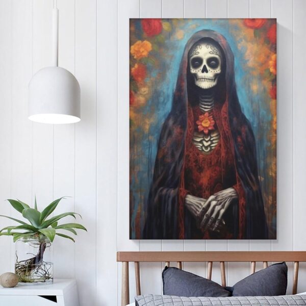 Iisrar Santa Muerte Painting, Saint Death Occult Wall Art, Mexican Folk Art, Printable Wall Art Decor Poster for Room Aesthetics Canvas Wall Art Poster And Print Unframe 12x18inch(30x45cm) - Image 5