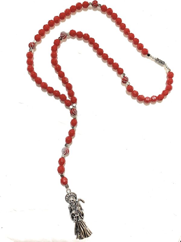 Chavarrieta Acrylic Santa Muerte necklace rosary style. - Image 3