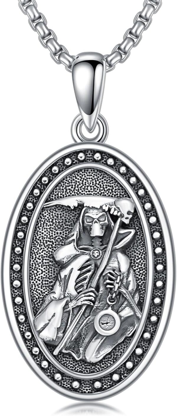Saint Necklace for Men 925 Sterling Silver St Medal Necklace Religious Protection Amulet Jewelry Birthday Christmas