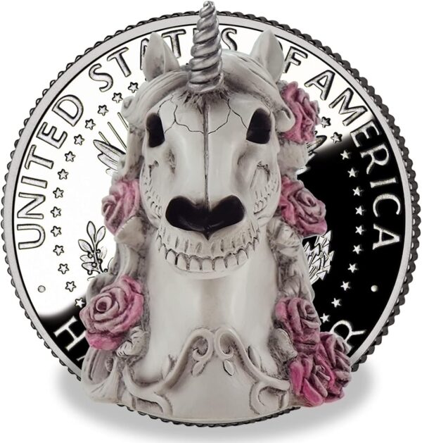Gothic Unicorn Skull Piggy Bank- Sugar Skull Home Decor Unicorn Skeleton Statue Adult Gift Halloween Day of The Dead - Image 3