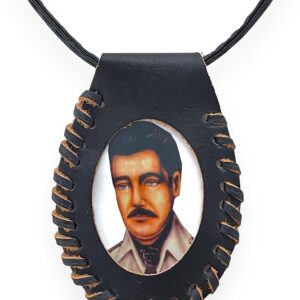 Jesus Malverde Dark Brown Leather Scapular Necklace Escapulario Negro Collar Piel Religious Gift