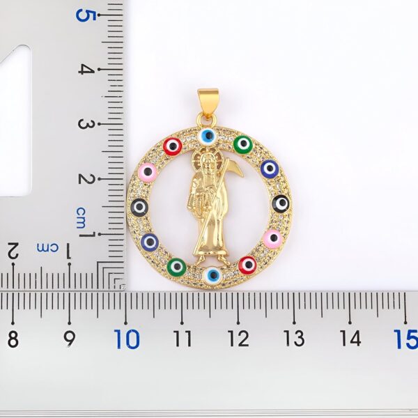 Mai & Claire 14K Gold Filled Santa Muerte Necklace For Women And Men - Santa Muerte Pendant Chain Sickle Death Pendant European 6 Colors Zircon Religious Amulet, Memento Mori - Image 3