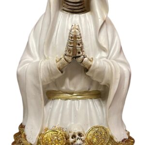 Statues Mario's Collection 8"" Santa Muerte Rosario Prayer Resin Sculpture Saint of Holy Death White