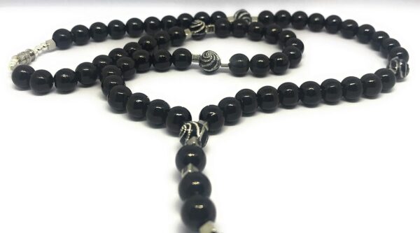 Acrylic Holy death's necklace, rosary style. Collar de la Santa Muerte de acrilico estilo rosario. Grim reaper Y style necklace. - Image 4
