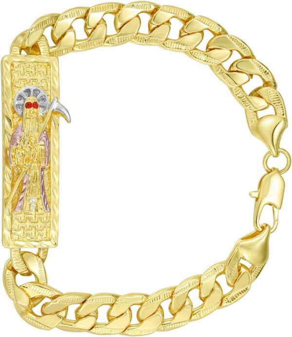 Santa Muerte Bracelet Diamond 24K Gold Plated Santa Muerte Pendant Jewelry With Sickle Holiday Gift (Gold 288)