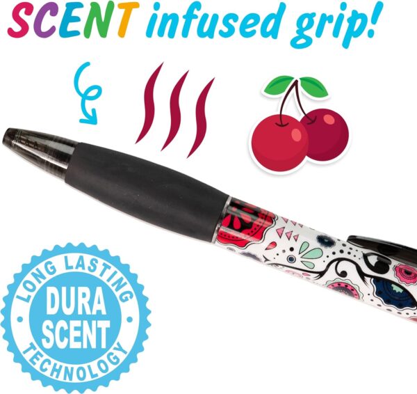 Sugar Skull Smens - Patented Gourmet Scented Pens, Black Ink, Medium Point - 8 Count - Image 3
