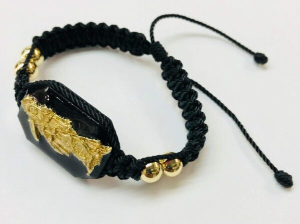Santuario Jerwelry Holy Death Reaper Bracelet Santa Muerte Blanca bolas de oro laminado - Image 2