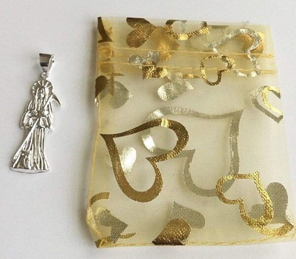 925 Sterling Silver Grim Reaper Pendant for Good Luck 45X14mm / Dije de Santa Muerte en 925 Plata para Buena Suerte - Image 4