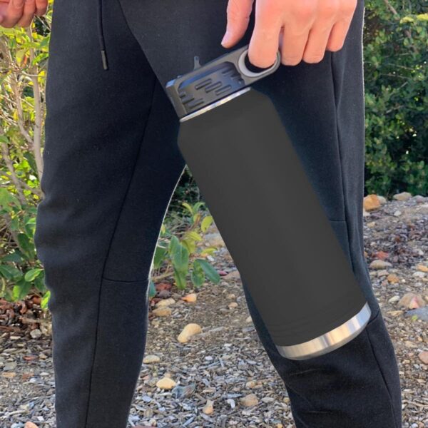 LaserGram Personalized Water Bottle, Santa Muerte, Stainless Steel Double Wall Vacuum Insulated with Flip Top Straw, Custom Engraved Gift (40oz / 1180ml Black) - Image 4